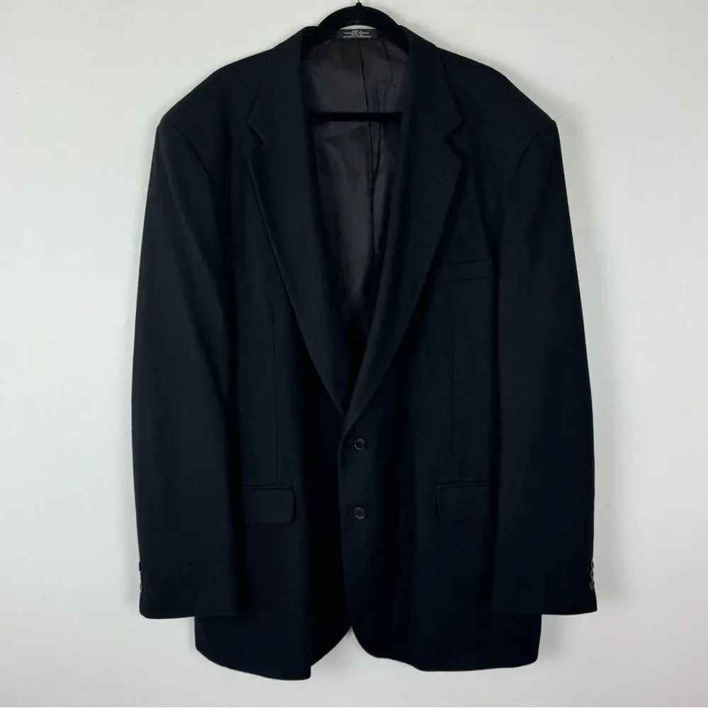 Towncraft 100% Wool Men's Premium Quality Blazer Sportcoat Jacket Blk
